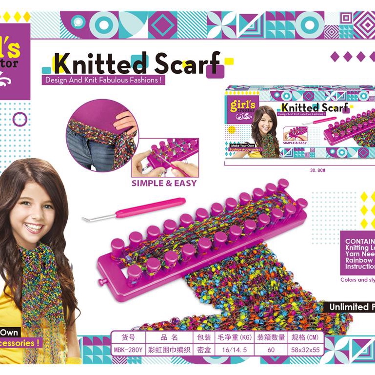 Rainbow scarf weaving
