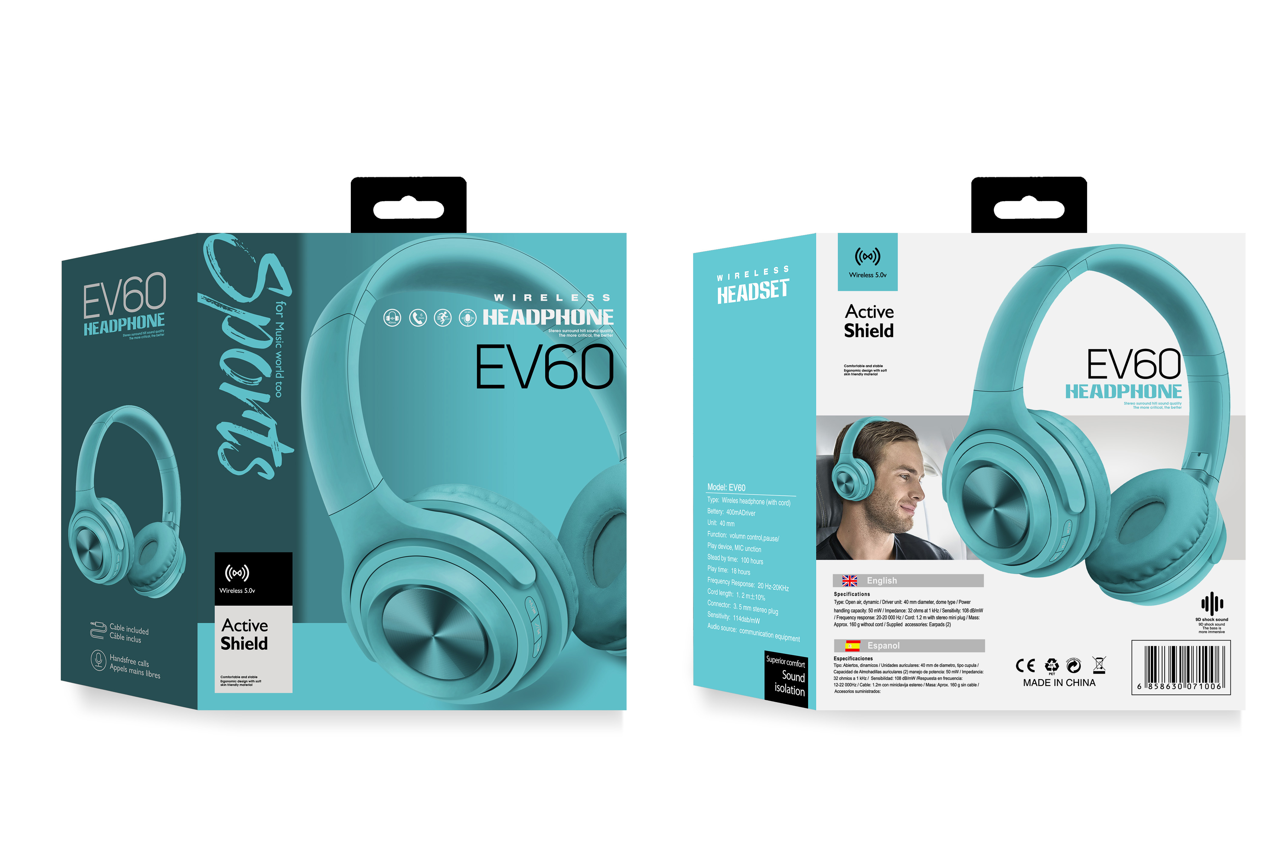 EV60 Bluetooth headphones with Bluetooth, card insertion and audio recording detail image 5