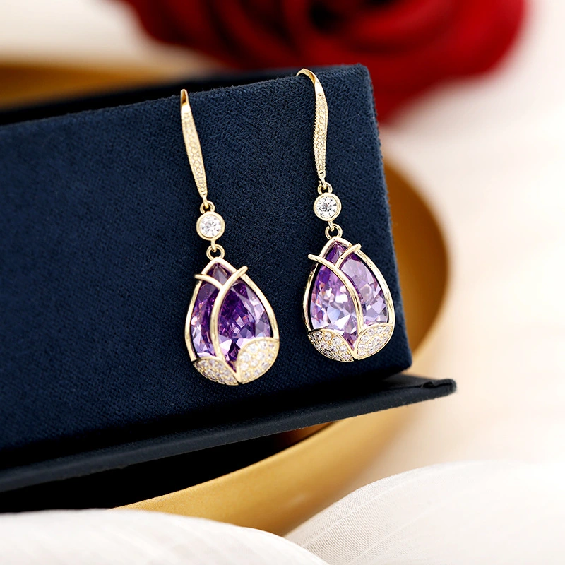 Wholesale of 2020 new tulip earrings, stylish and popular Korean long flower earrings S925 silver needle earrings detail image 7