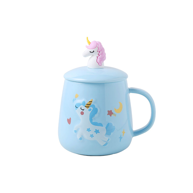 Creative cartoon ceramic cups, cute girl office cups, unicorn covered mugs, simple household water cups Item Picture