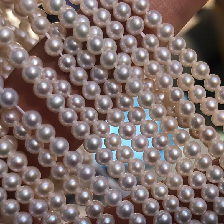 迷你小珍珠项链 3-4mm正圆形半成品 散珠专用配珠diy锁骨手链耳环产品图