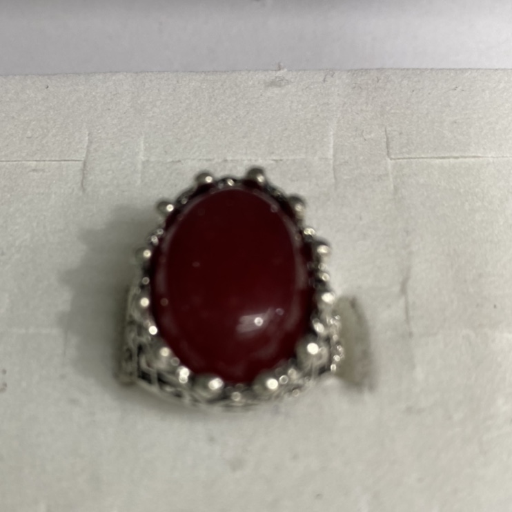 Electric antique silver 13x18 oval sticky purple ruby imitation antique popular fashion men's ring thumbnail