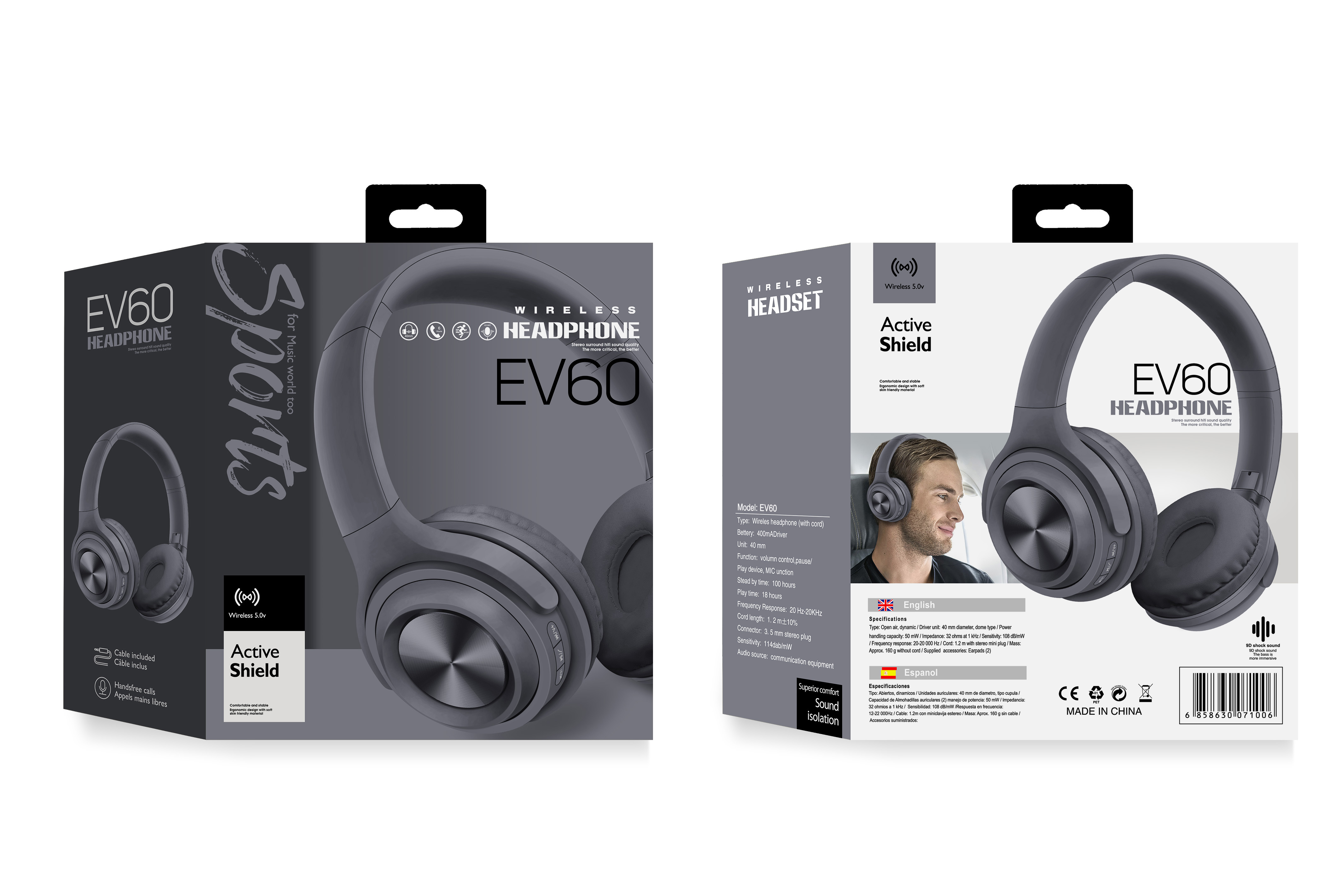 EV60 Bluetooth headphones with Bluetooth, card insertion and audio recording detail image 3