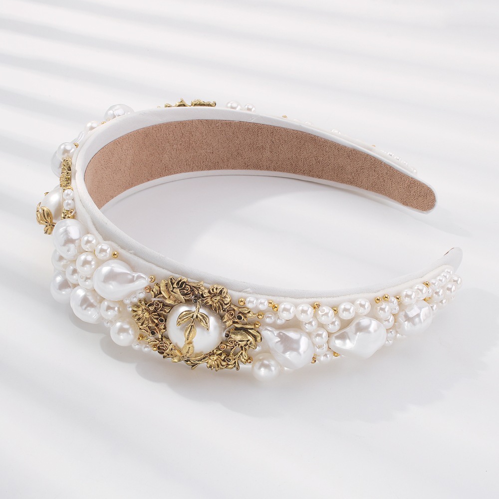 European And American Fashion Baroque Pearl Set With Diamond Vintage Fashion Headband
