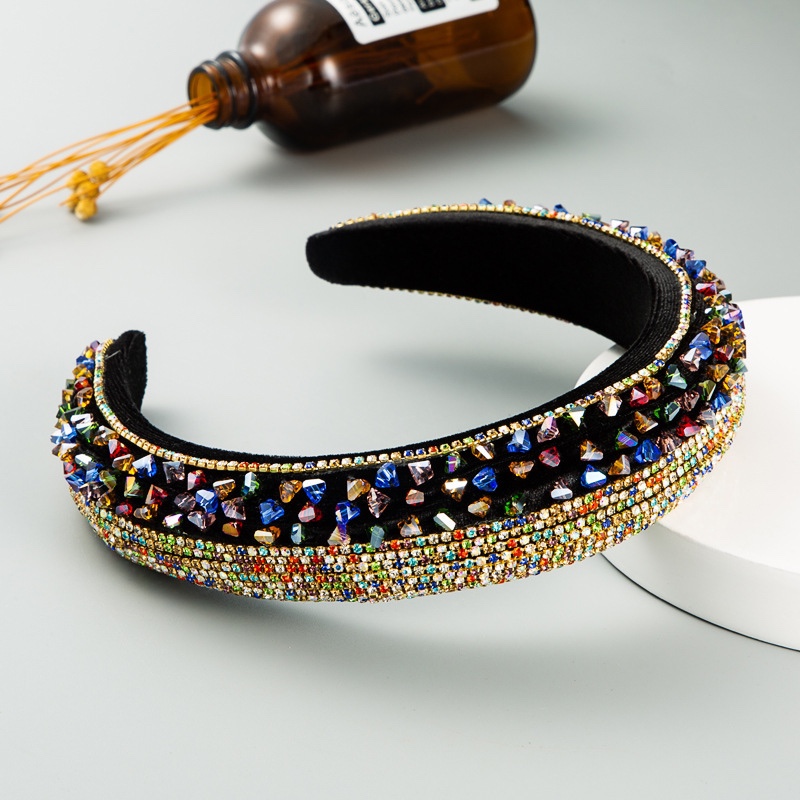 Europe And The United States Luxury Heavy Industry Broken Diamond Color Diamond Sponge Headband