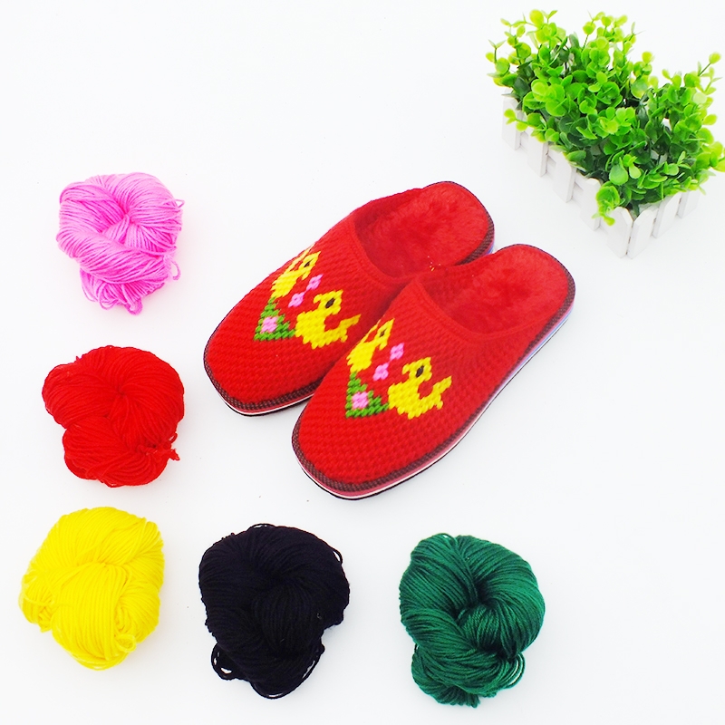 Woolen slipper thread Woolen hand-knitted slippers for woolen shoes Woolen pure acrylic thread covered with steel needle 3