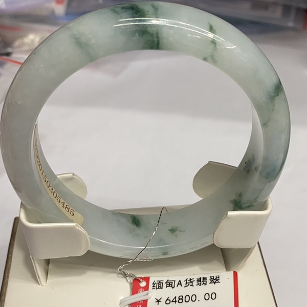 Authentic Omandian A goods jade jade white jade floating green bracelet 13