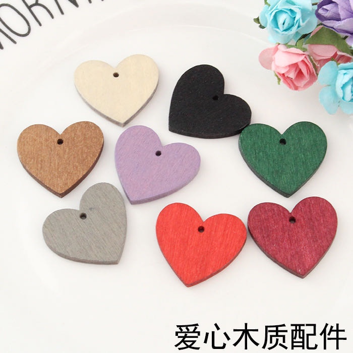 Laser wood chip heart-shaped earrings and necklace accessories
