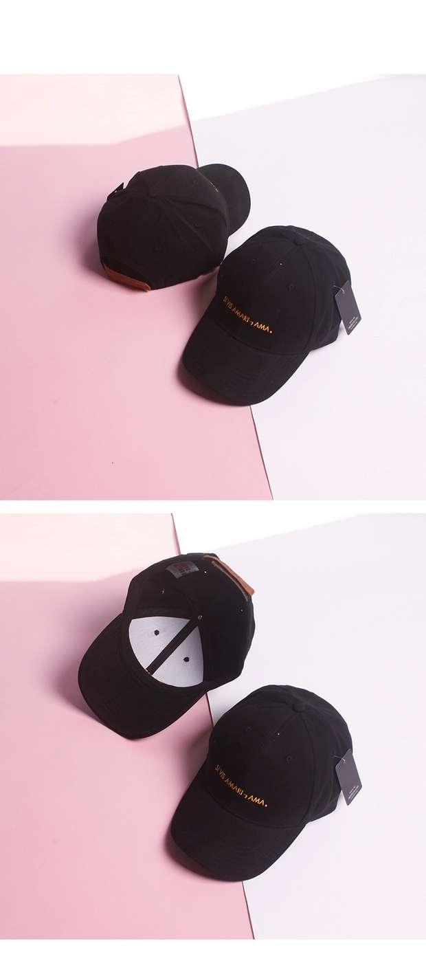 Korean version of "uncle" pure cotton letter baseball cap, male and female student couple curved brim sports cap, Korean version of versatile baseball cap, sun hat detail image 1