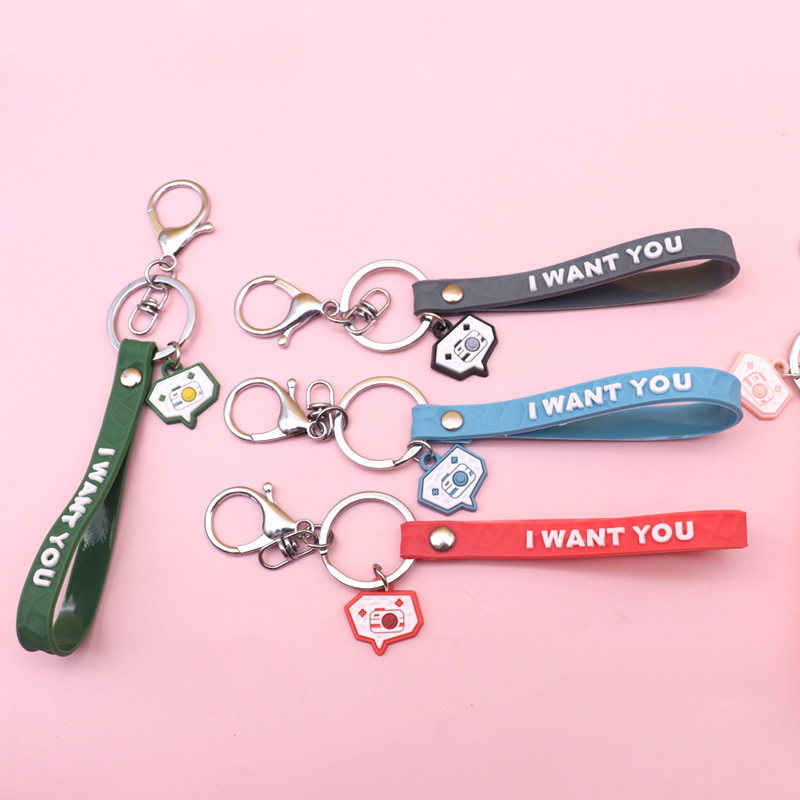 切面PVC钥匙绳软胶皮绳钥匙扣配件钥匙链挂绳包包挂件滴胶钥匙链 2