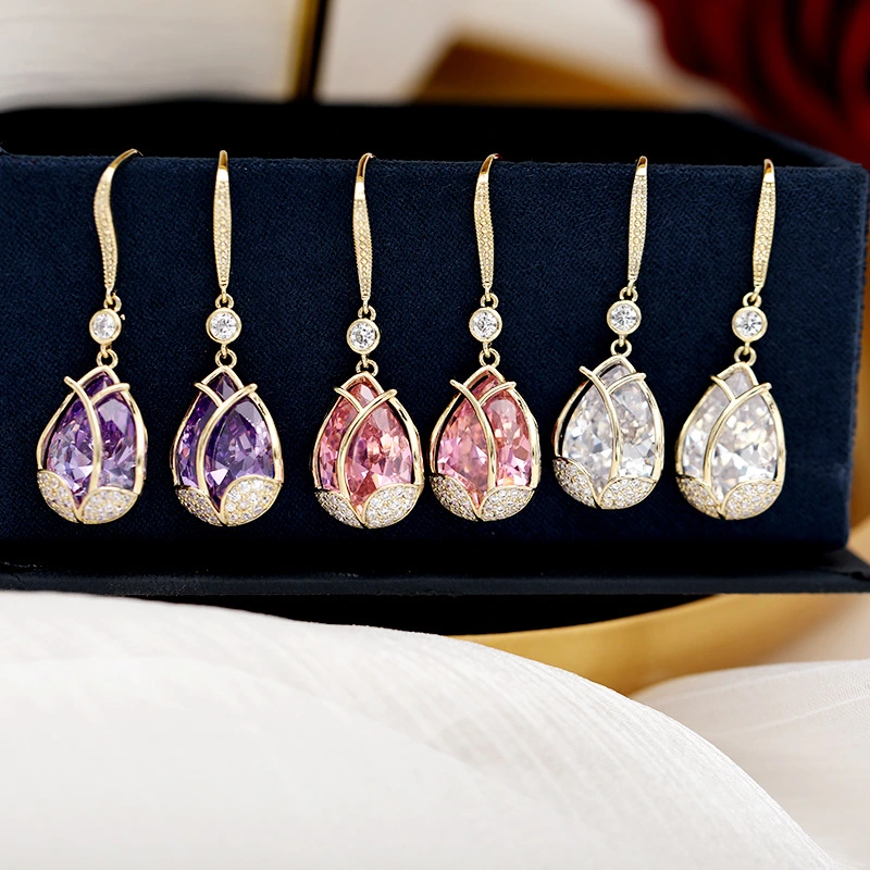 Wholesale of 2020 new tulip earrings, stylish and popular Korean long flower earrings S925 silver needle earrings detail image 8