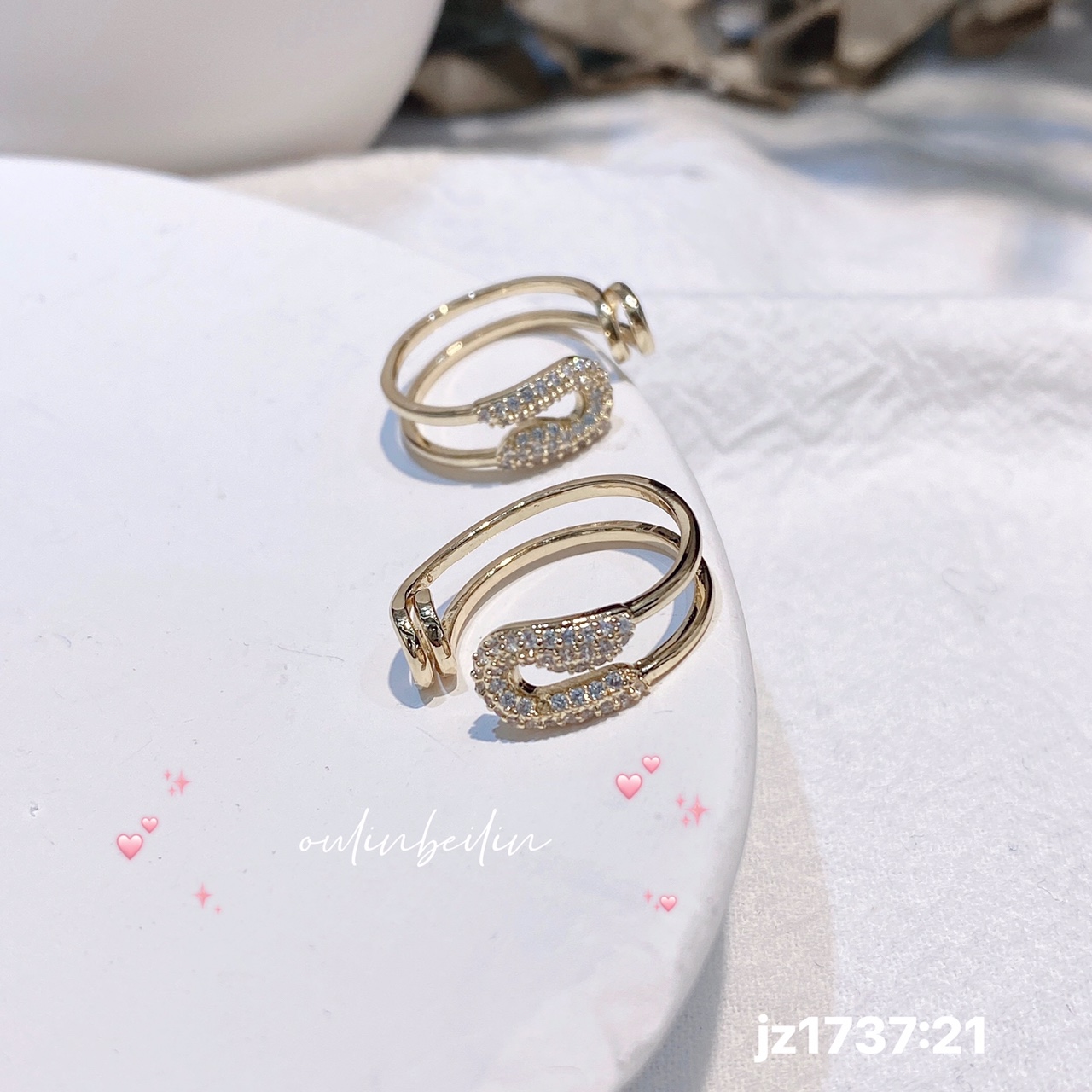 别针开口戒指韩国时尚大牌范儿欧琳贝琳017