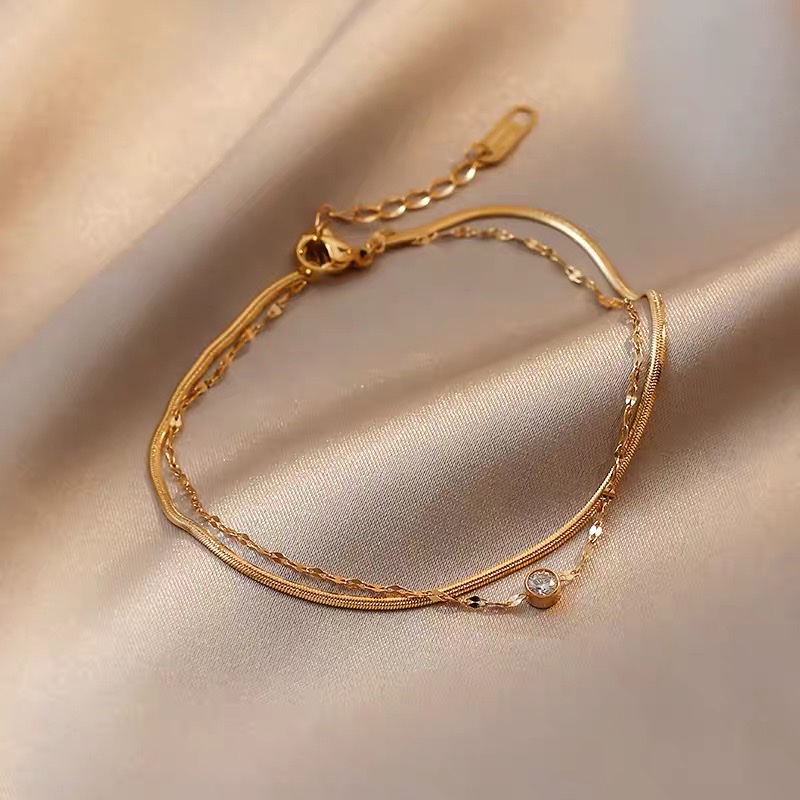 钛钢设计钻杯双层脚链女个性小众简约百搭饰品细节图