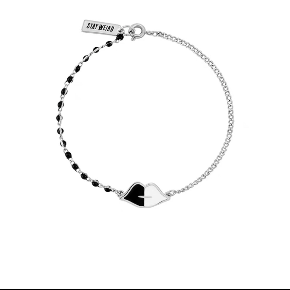 Black and white lip bracelet