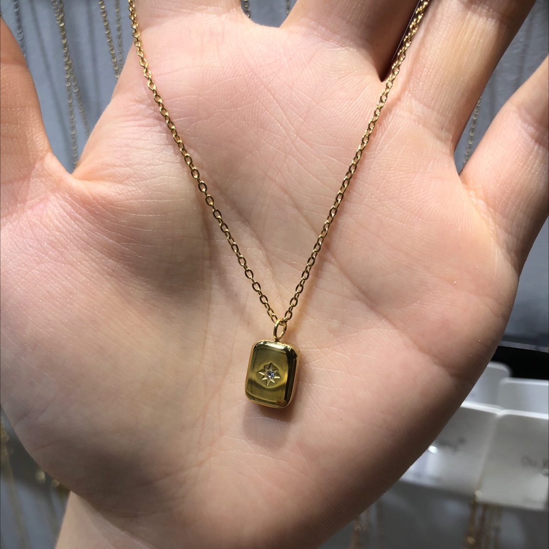 八芒星小方块项链