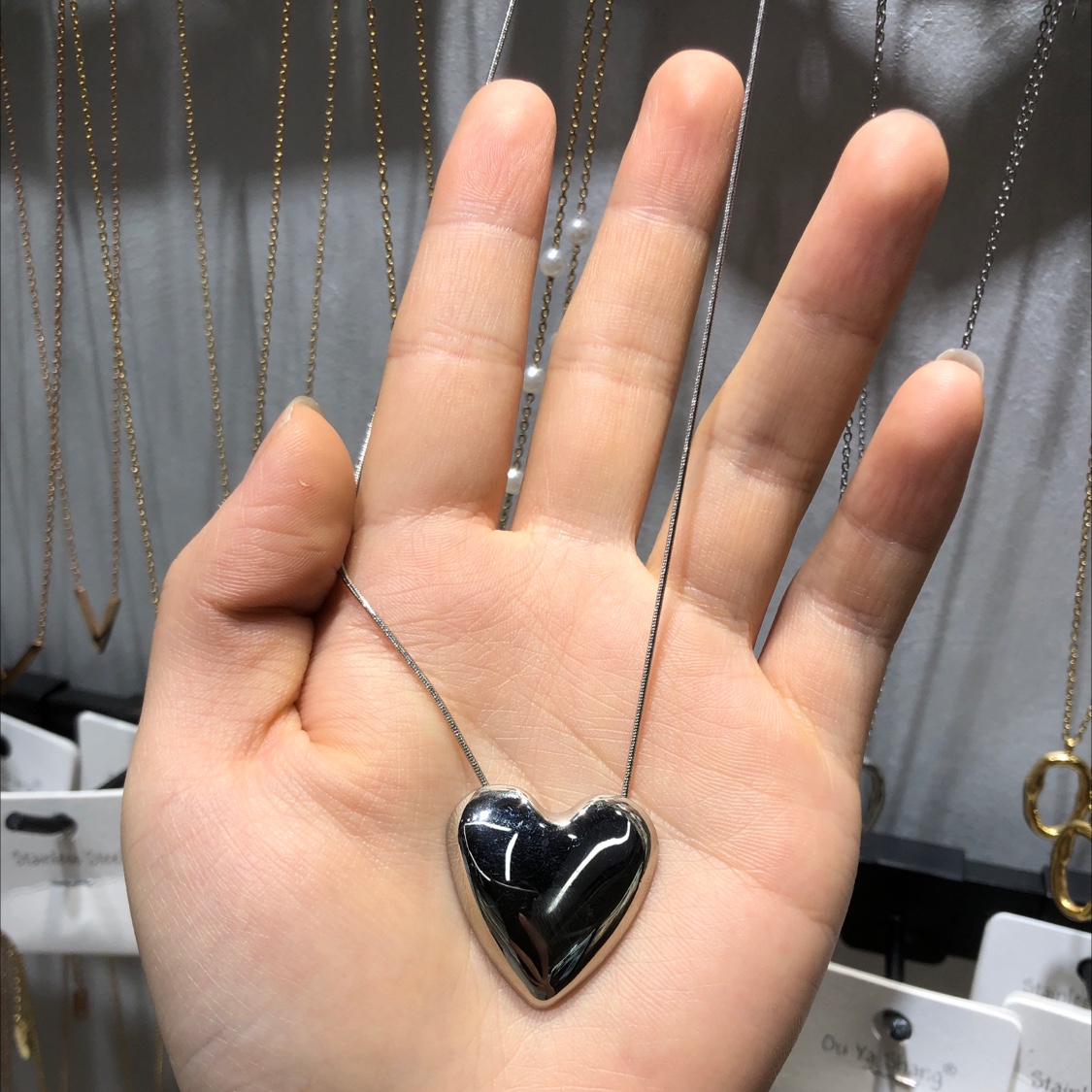 单面爱心项链