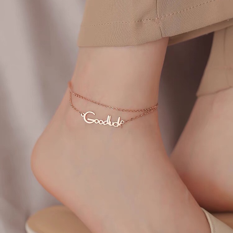 钛钢设计双层脚链女个性小众简约百搭饰品1