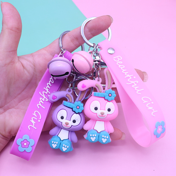 卡通兔子钥匙扣游戏机娃娃爪机小礼品软胶公仔儿童学生书包挂件