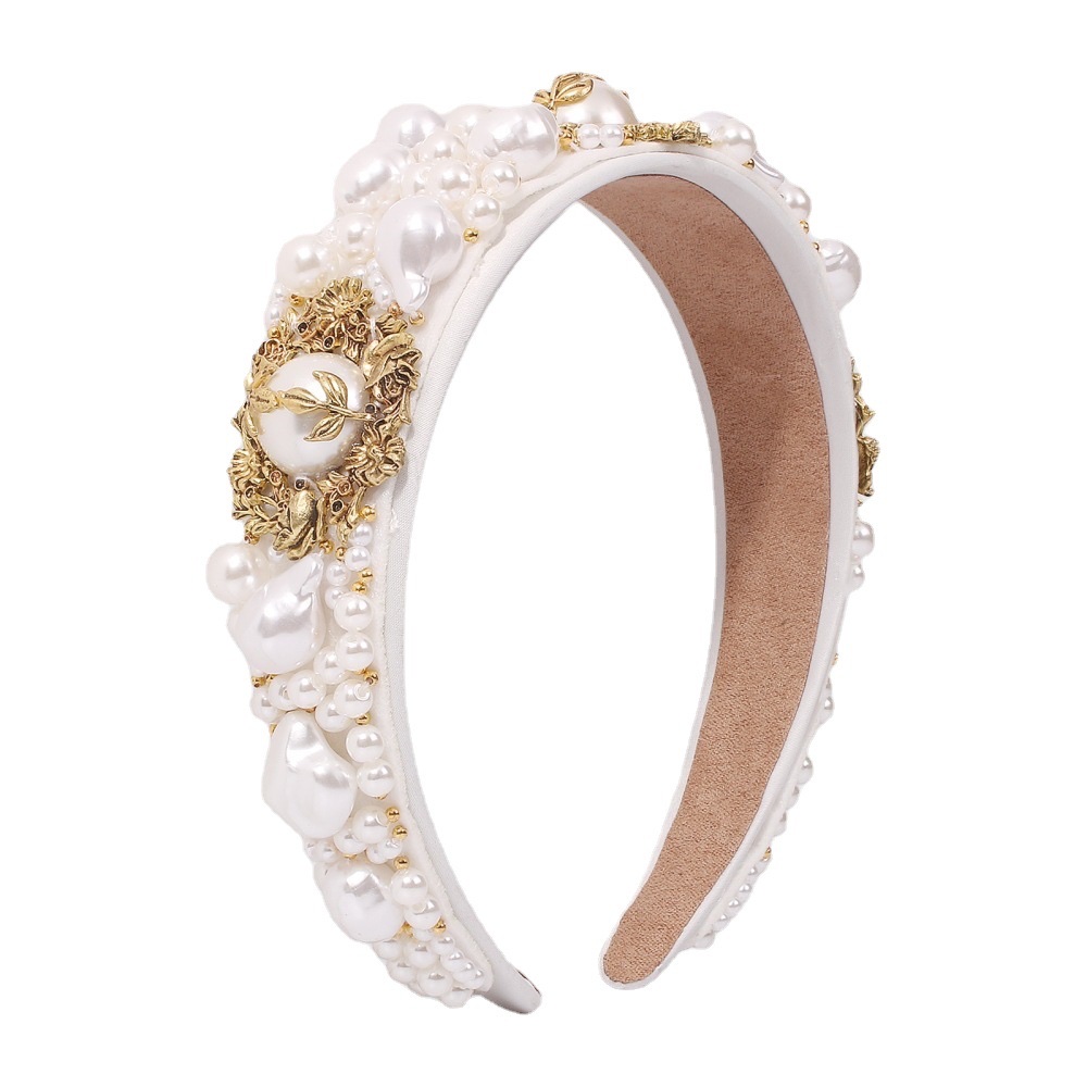 European And American Fashion Baroque Pearl Set With Diamond Vintage Fashion Headband Specification drawing