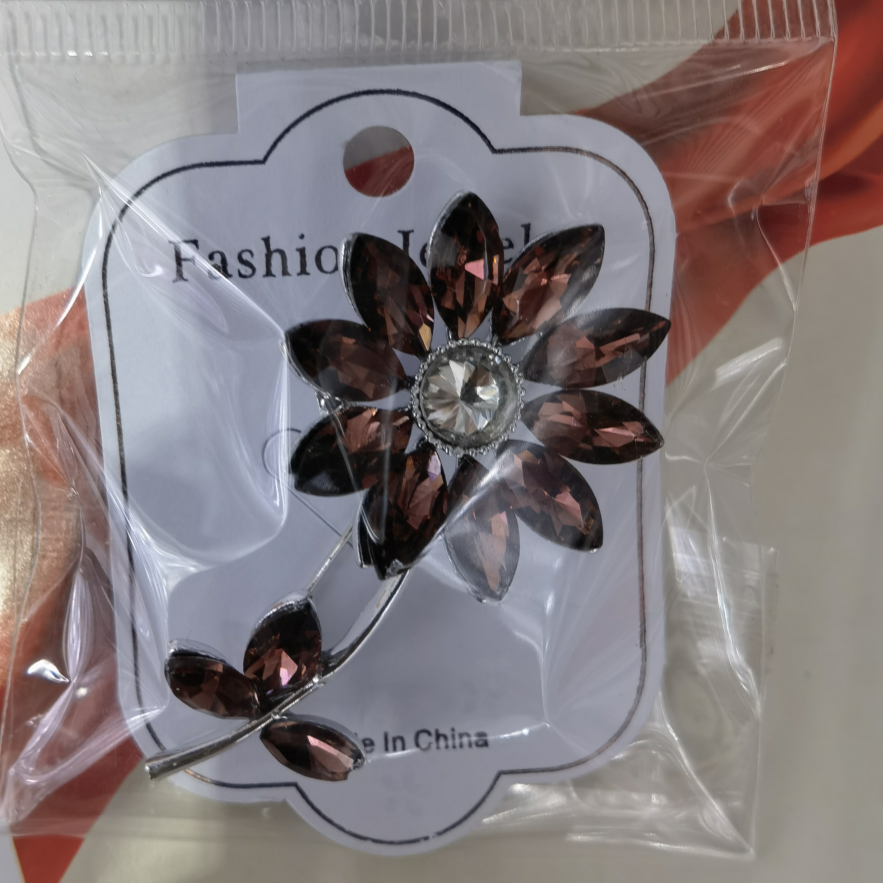 Delicate glass floral brooch for women
