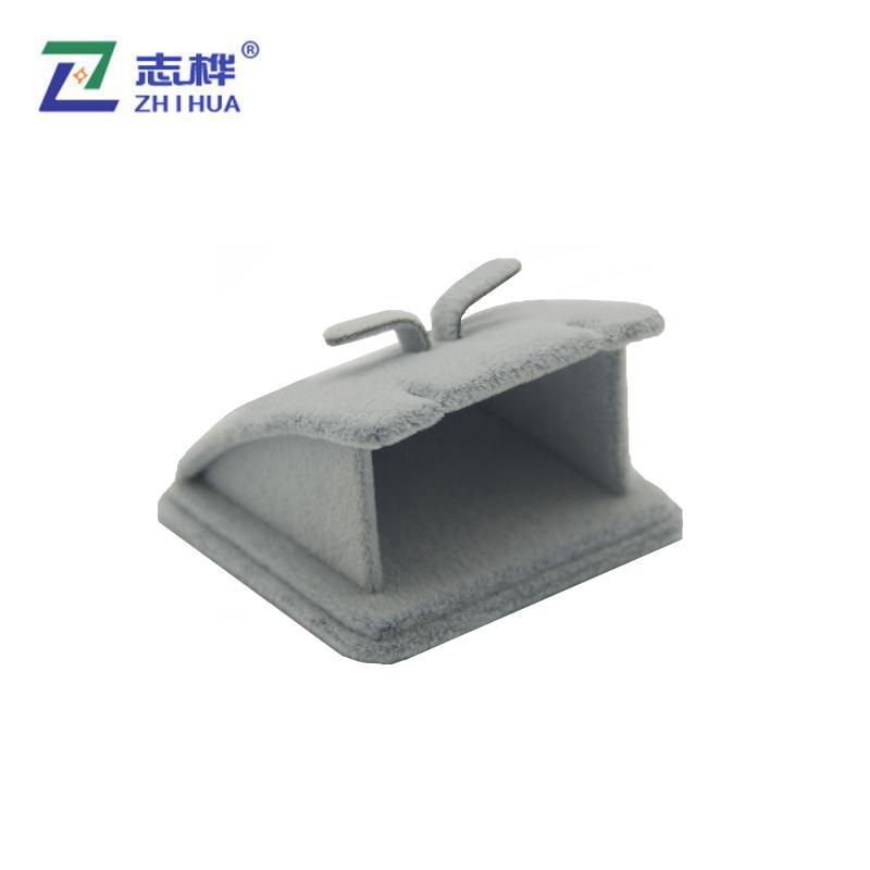In-stock grey ice flower velvet jewelry display stand pendant base, creative jewelry stand, high-end velvet jewelry display base details Picture