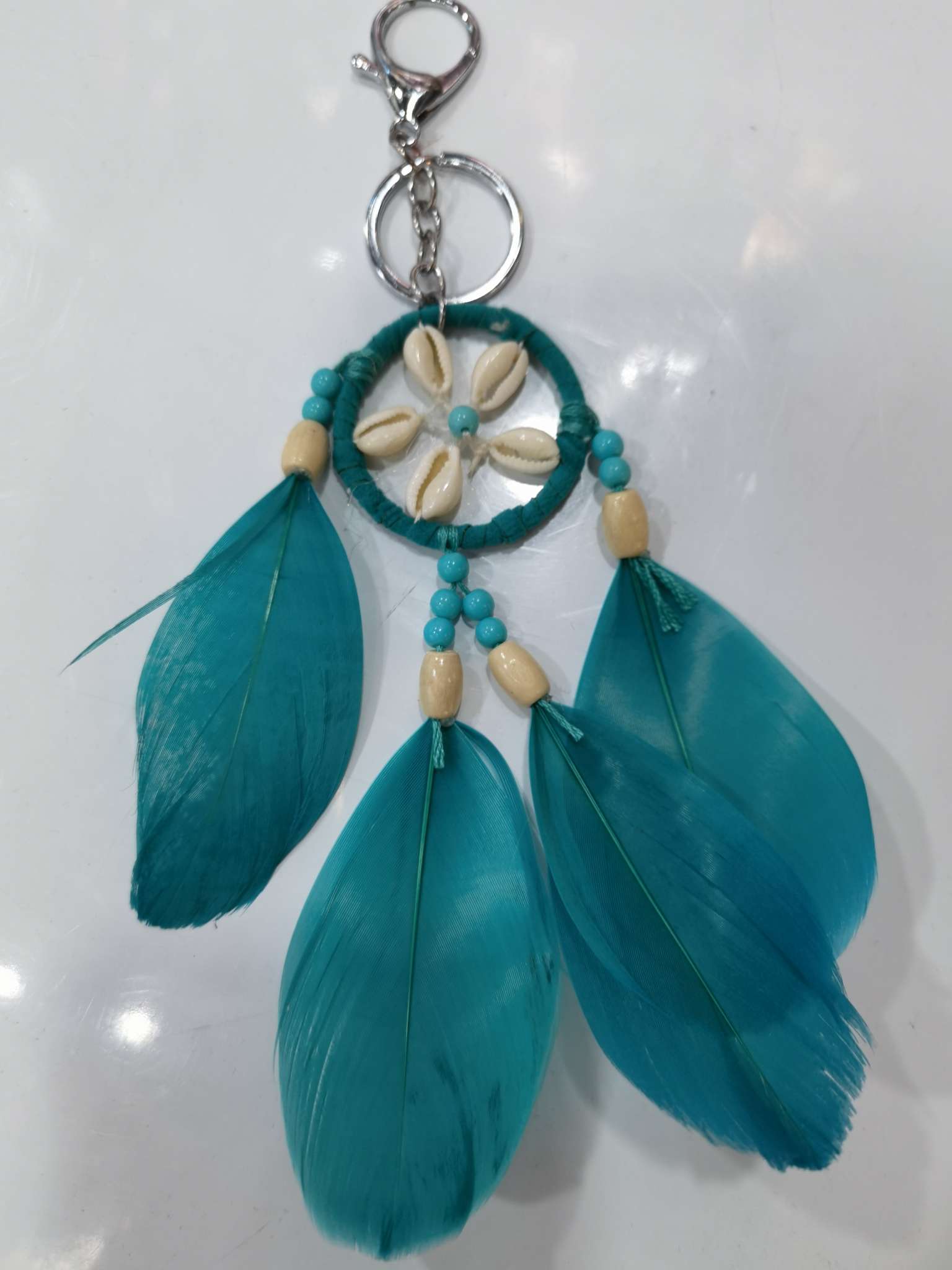 新款时尚创意仿真羽毛捕梦网钥匙挂件diy手工装饰生日礼物详情图1