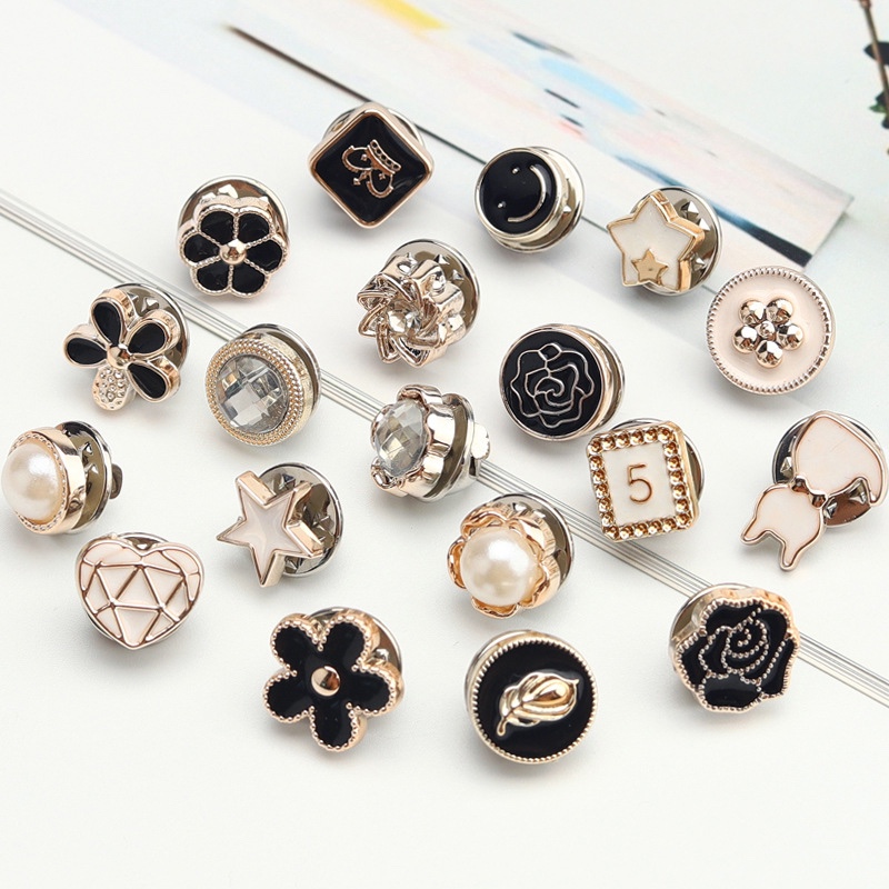 Anti-slip brooch button small fragrant pearl cufflinks lapel pin secure clothing decorative corsage women's pin