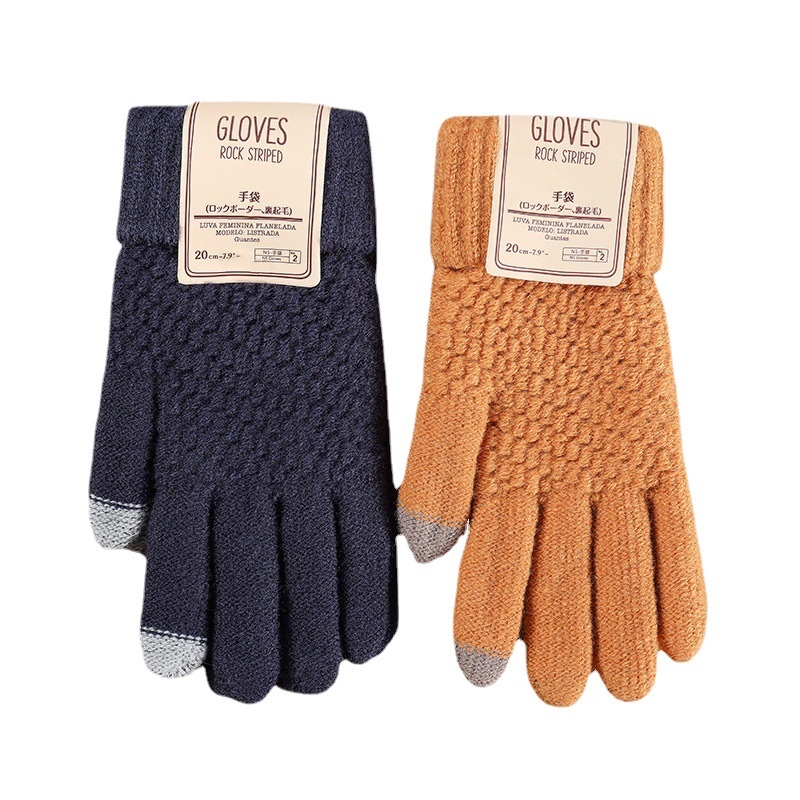 手套女士冬季触屏保暖加厚加绒针织五指骑行开车手机游戏定制批发 详情图5