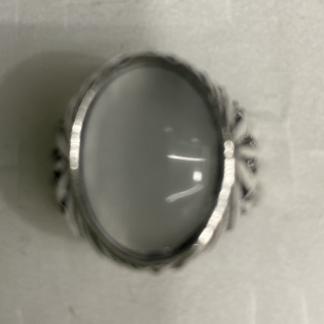 Electric antique silver 13x18 Oval sticky white antique fashion men's ring 6⃣️