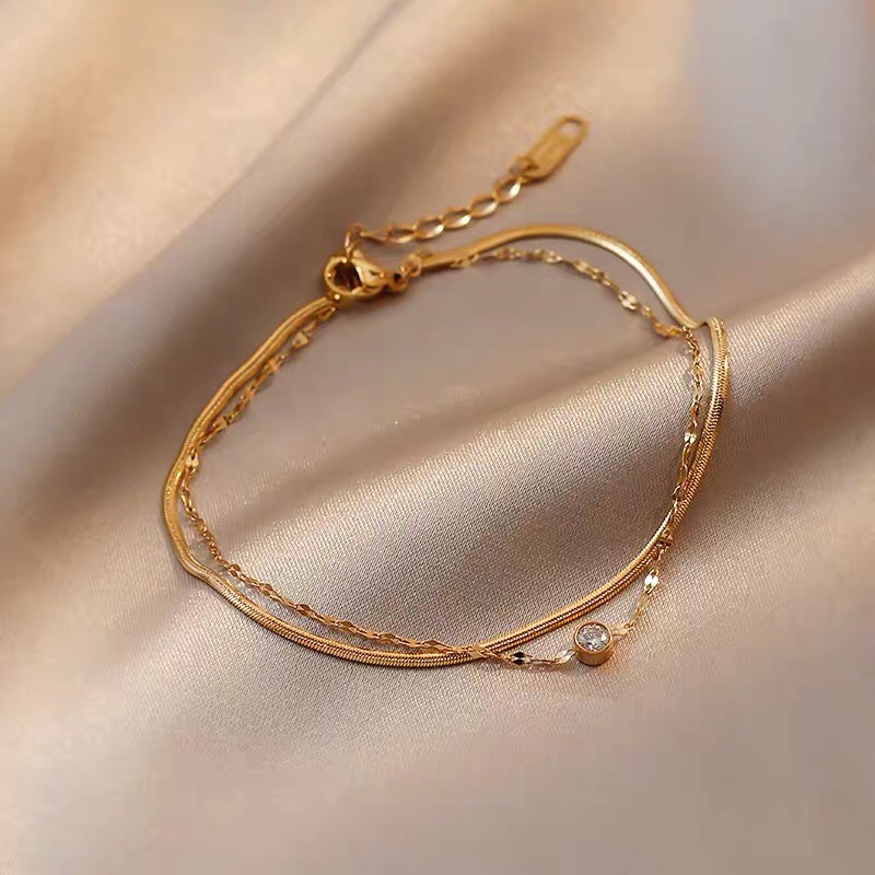 钛钢设计钻杯双层脚链女个性小众简约百搭饰品图