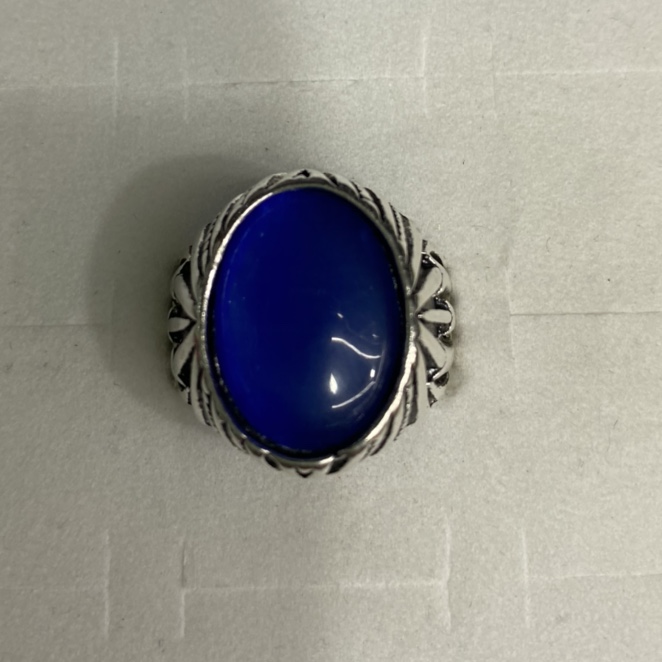 Electric antique silver 13x18 Oval Viscose blue antique fashion men's ring 5⃣️