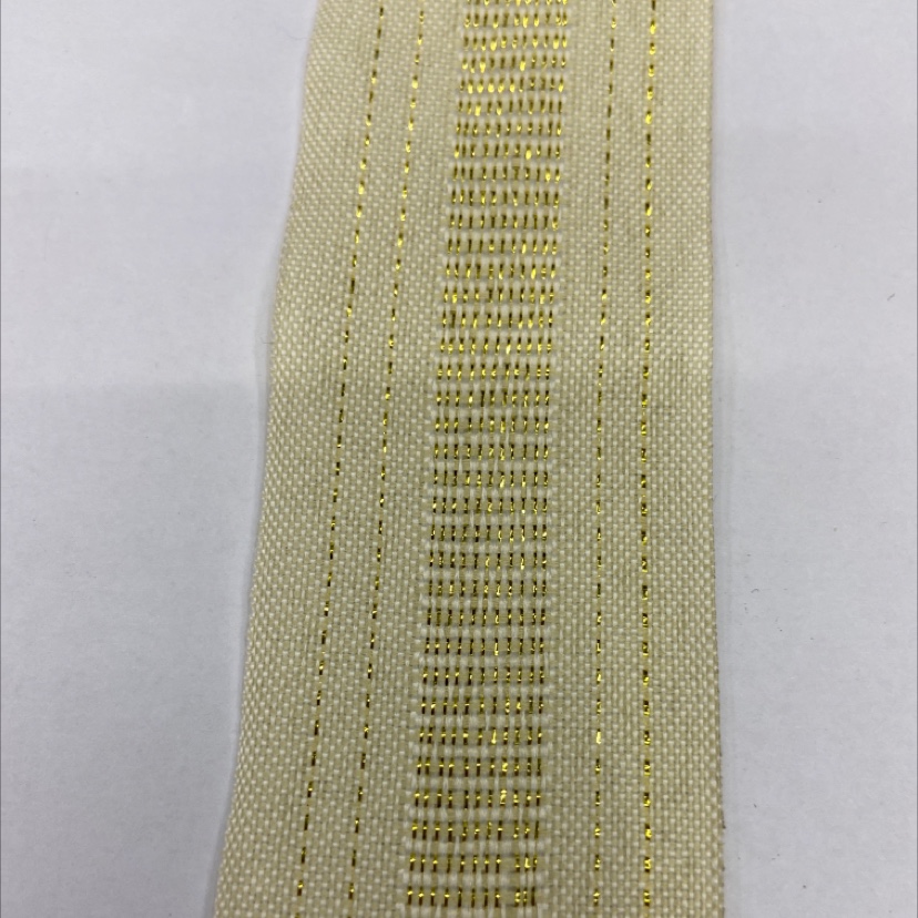 4cm polyester gold thread beige ribbon 7#