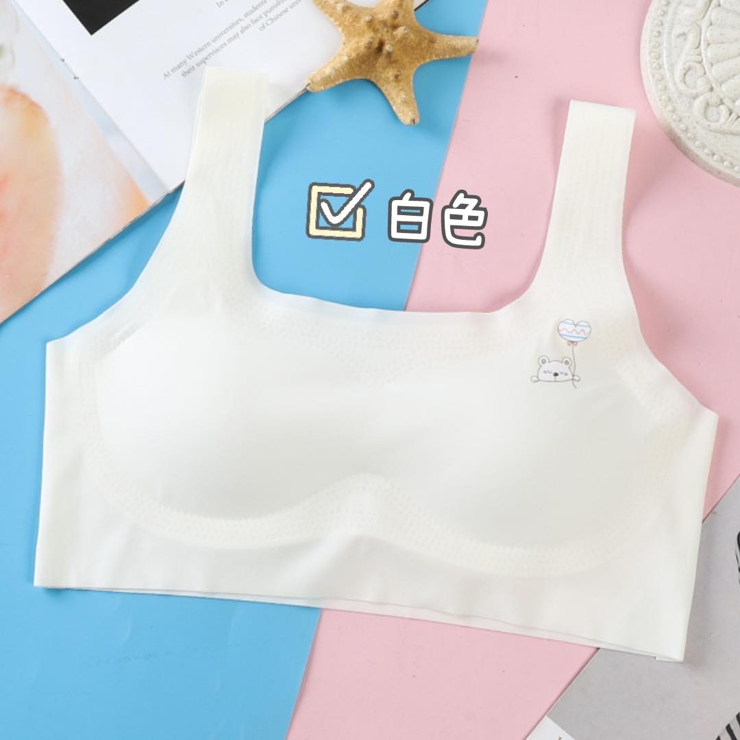 Teenage girl's seamless underwear Modal seamless inner pad detachable cartoon printed wide-shoulder backrest bra detail image 6
