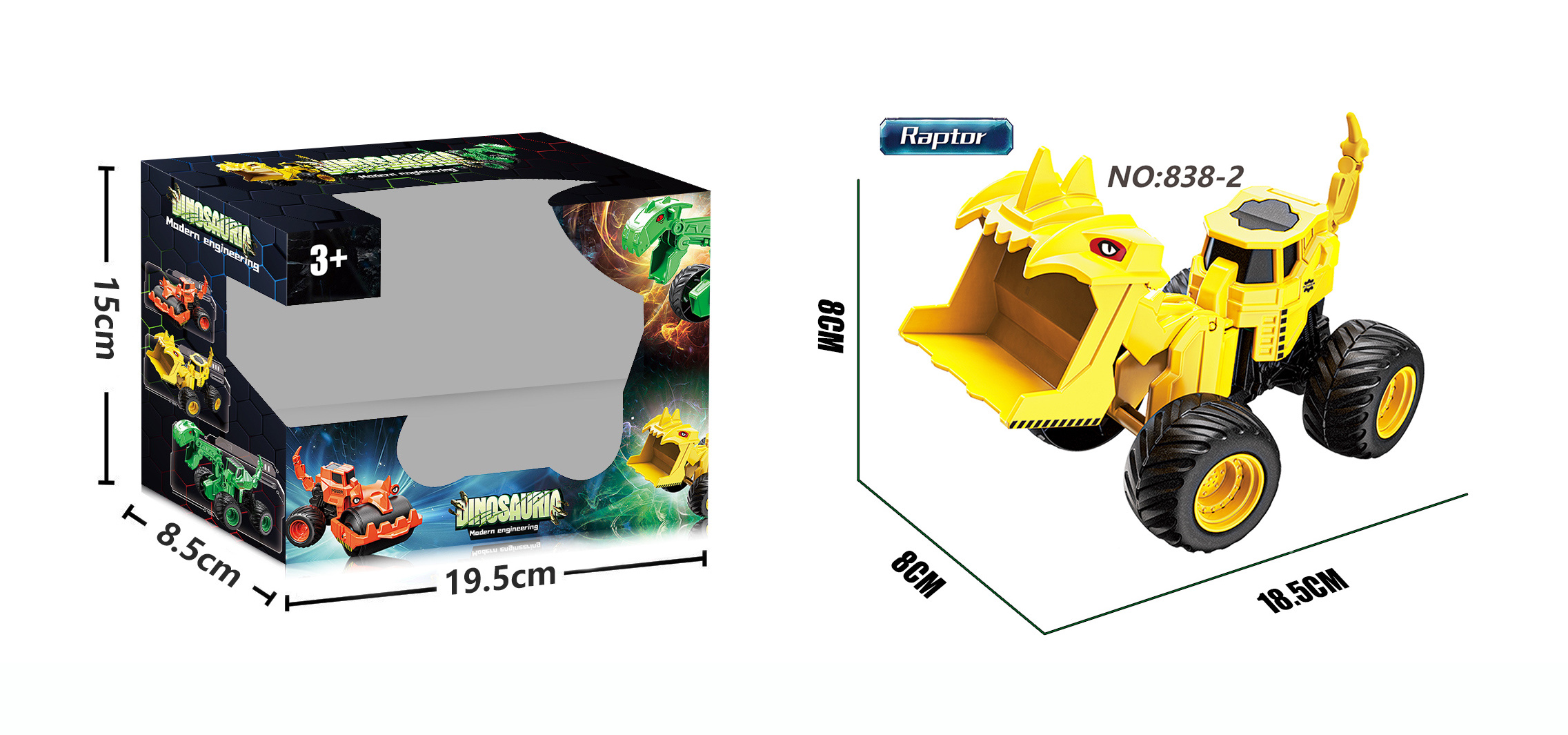 838-2 Dinosaur Engineering Bulldozer Inertial Vehicle detail image 1