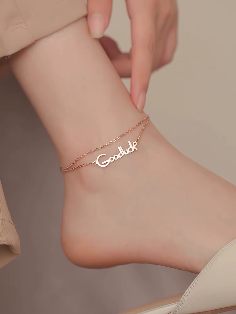 钛钢设计双层脚链女个性小众简约百搭饰品1产品图