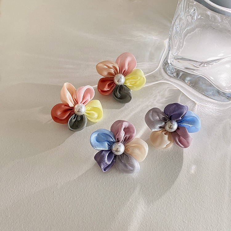 Colorful floral fabric earrings