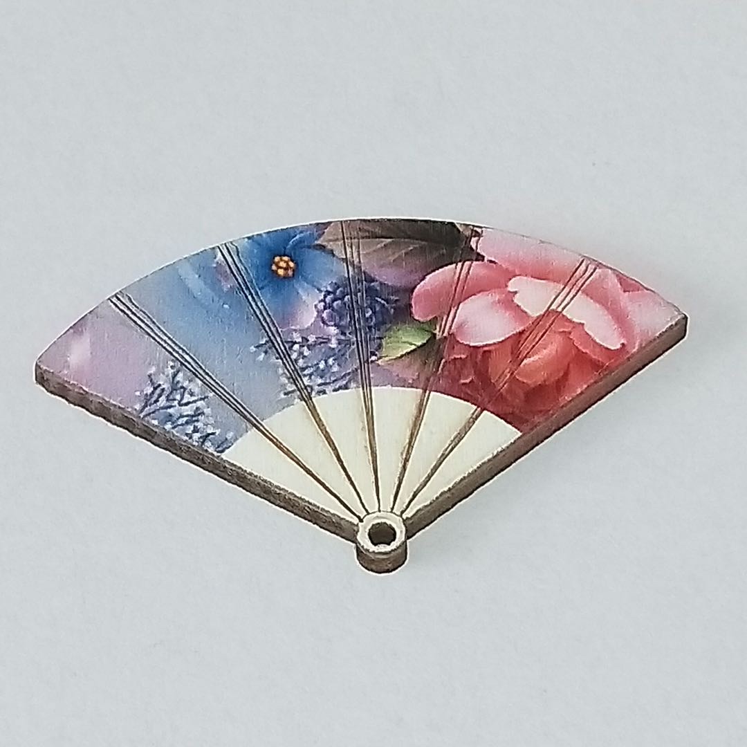 Wooden printed fan earrings necklace accessories detail image 6