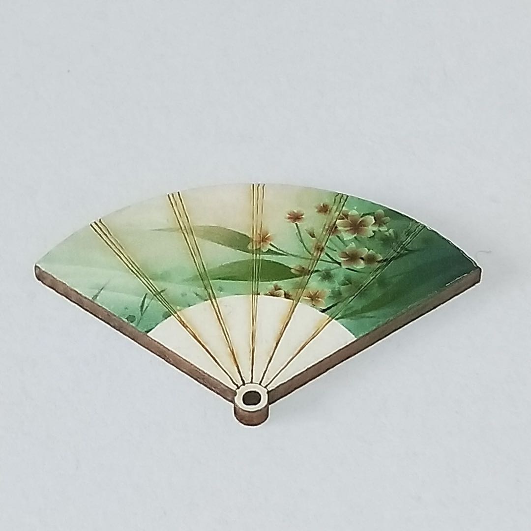 Wooden printed fan earrings necklace accessories detail image 8