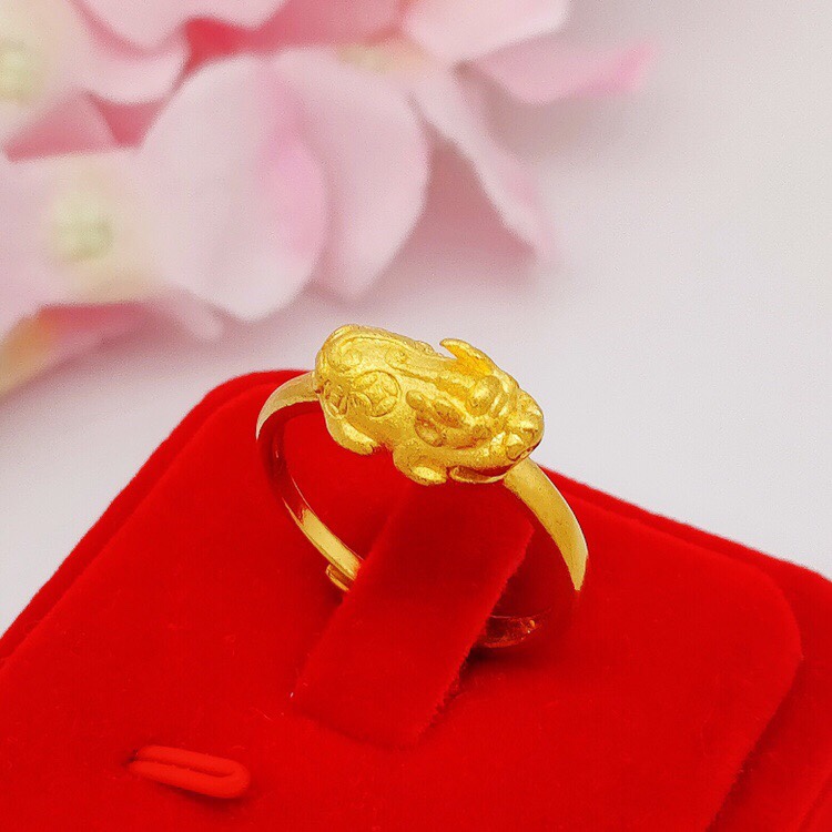 Sand face copper money pixiu ring, long do not change color