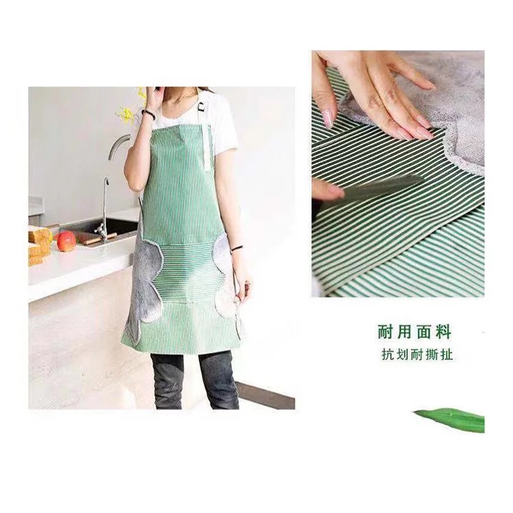 Korean-style kitchen waterproof, oil-proof and hand-wiping striped apron detail image 6