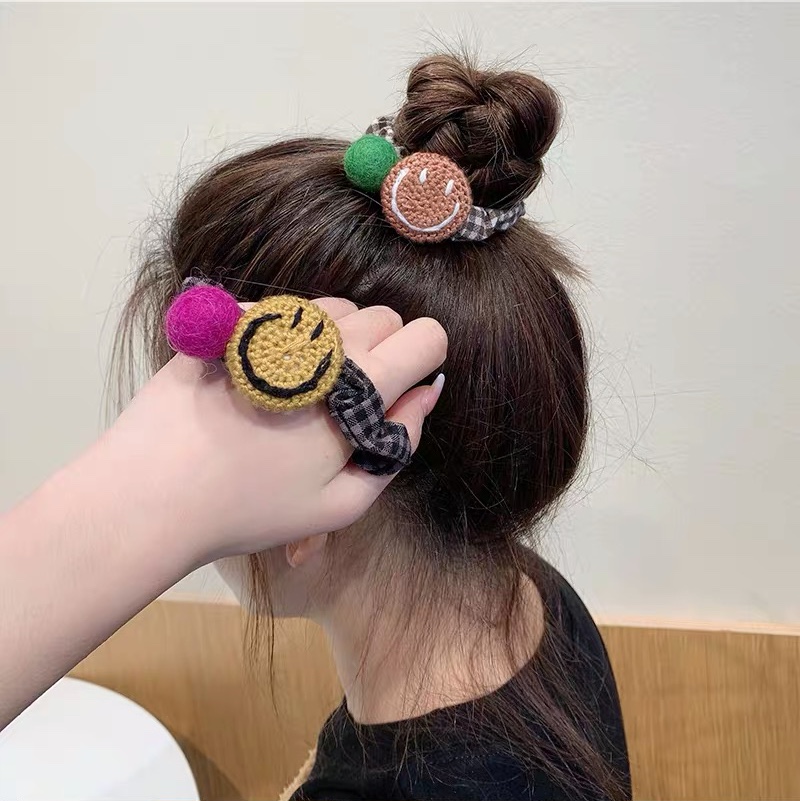 Emilia's cute smiling face, forestry-style hair tie, female ponytail, Internet celebrity sweet bun hair circle, simple Instagram hair tie band 030