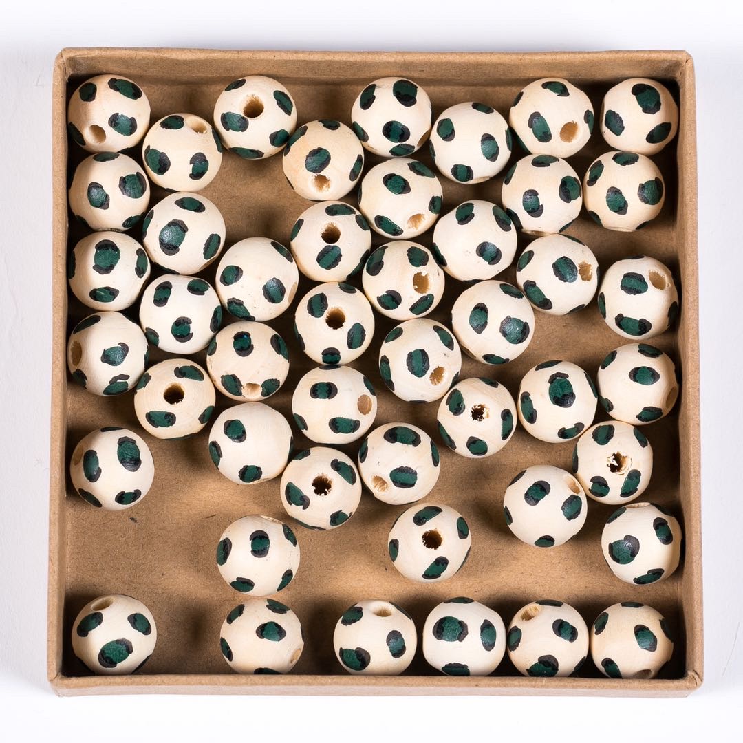 16mm holwood printed leopard print bead earrings and bracelet accessory Item Picture