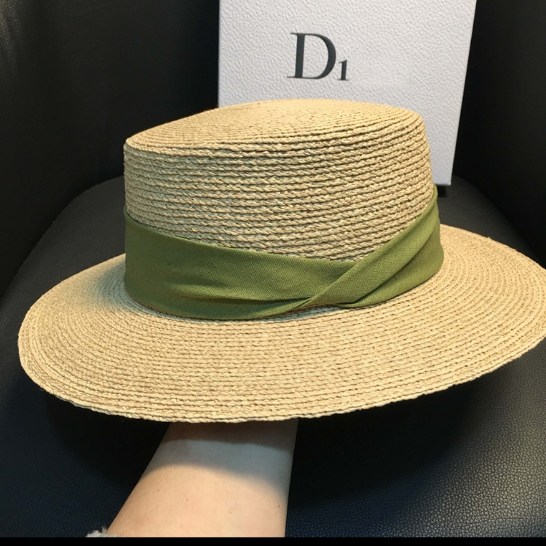 新款韩版平顶拉菲草帽子女夏潮百搭休闲度假沙滩遮阳网红帽日系风03