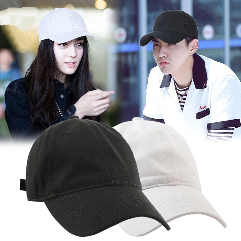 Spring and summer all-cotton washed solid-color Japanese-style baseball caps, ins men's and women's black Korean-style soft-top versatile baseball caps, trendy