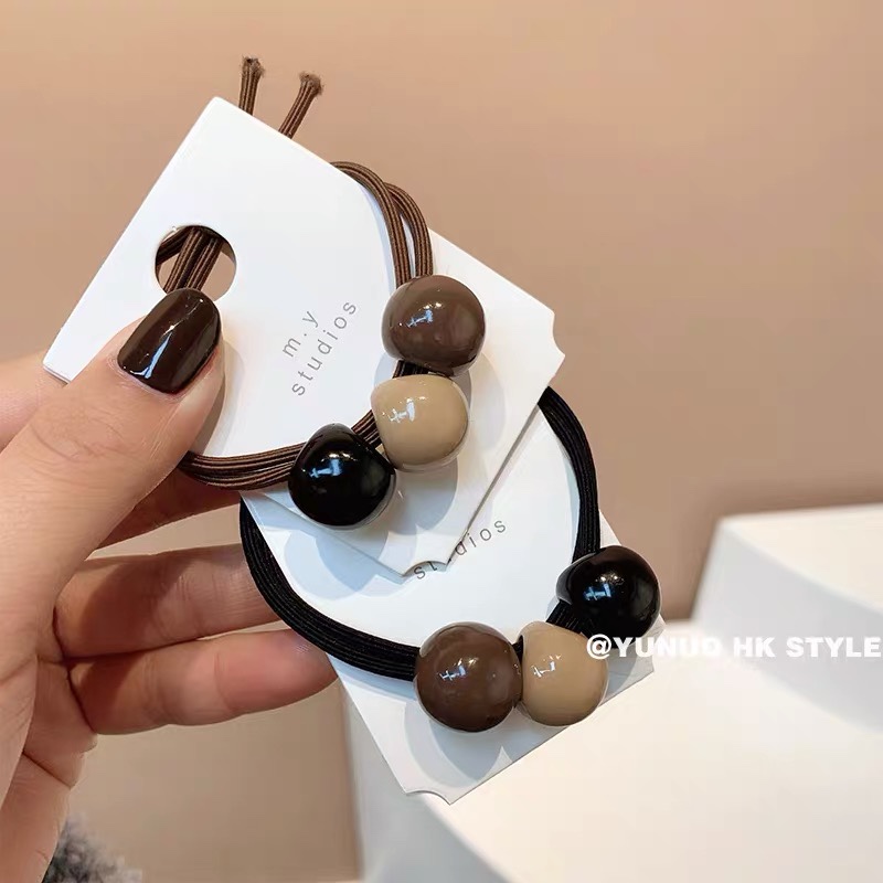 Dongdaemun temperament rhinestone hair leather band horsetail hair band 2021 summer new
