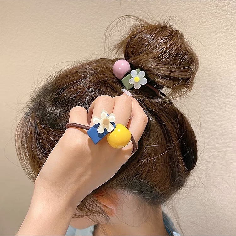 Aimeya smiling face hair rope female cute girl simple hair accessories network red ins bun head ponytail hair band 022 thumbnail