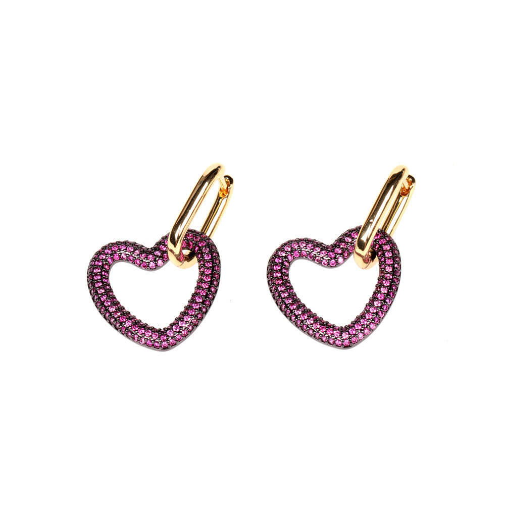 2021 new Europe and the United States INS fashion love lock earrings personality exaggerated diamond-set love earrings thumbnail