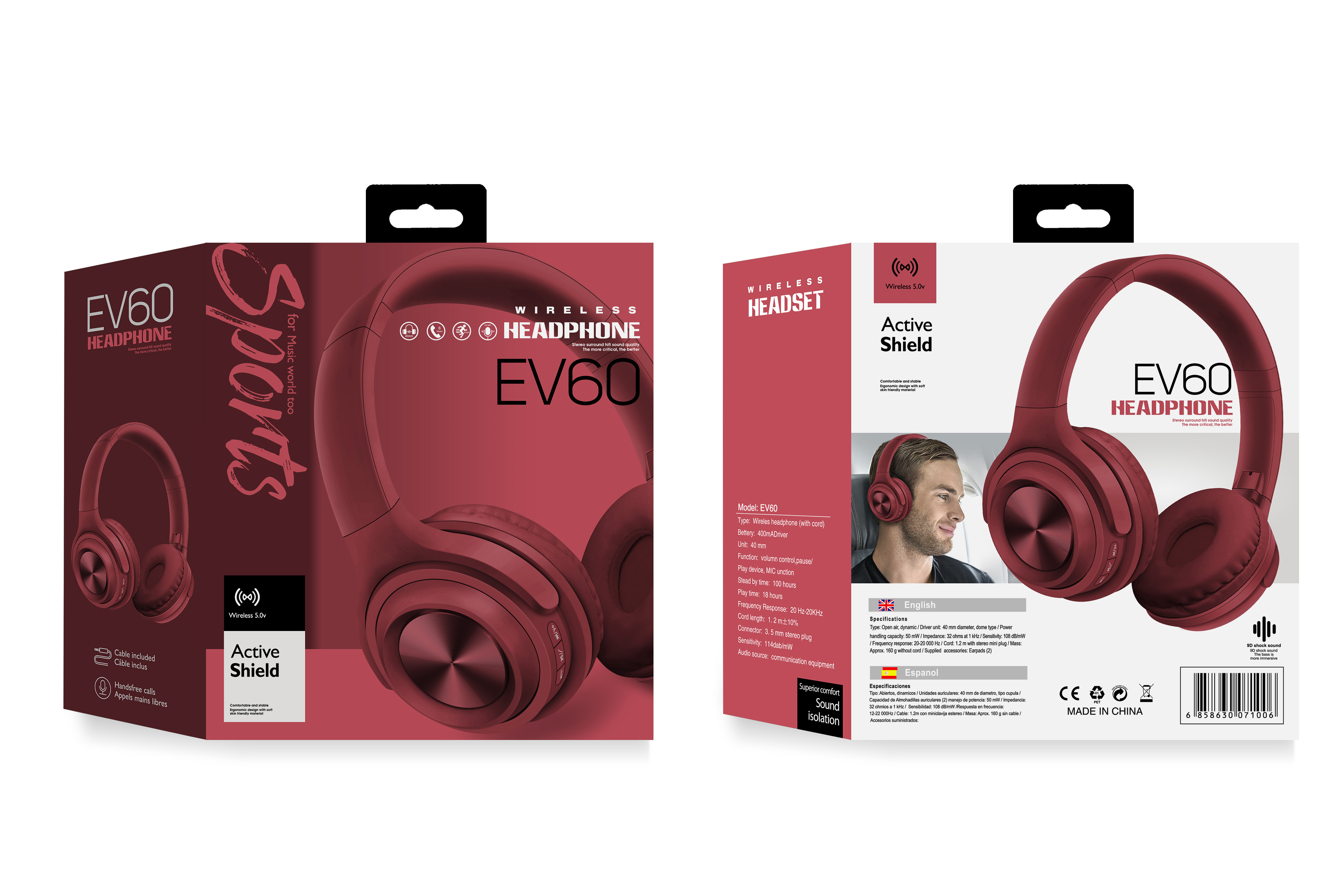 EV60 Bluetooth headphones with Bluetooth, card insertion and audio recording detail image 7