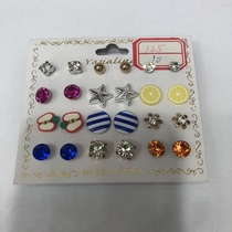 Small Fresh stripe mix set earrings