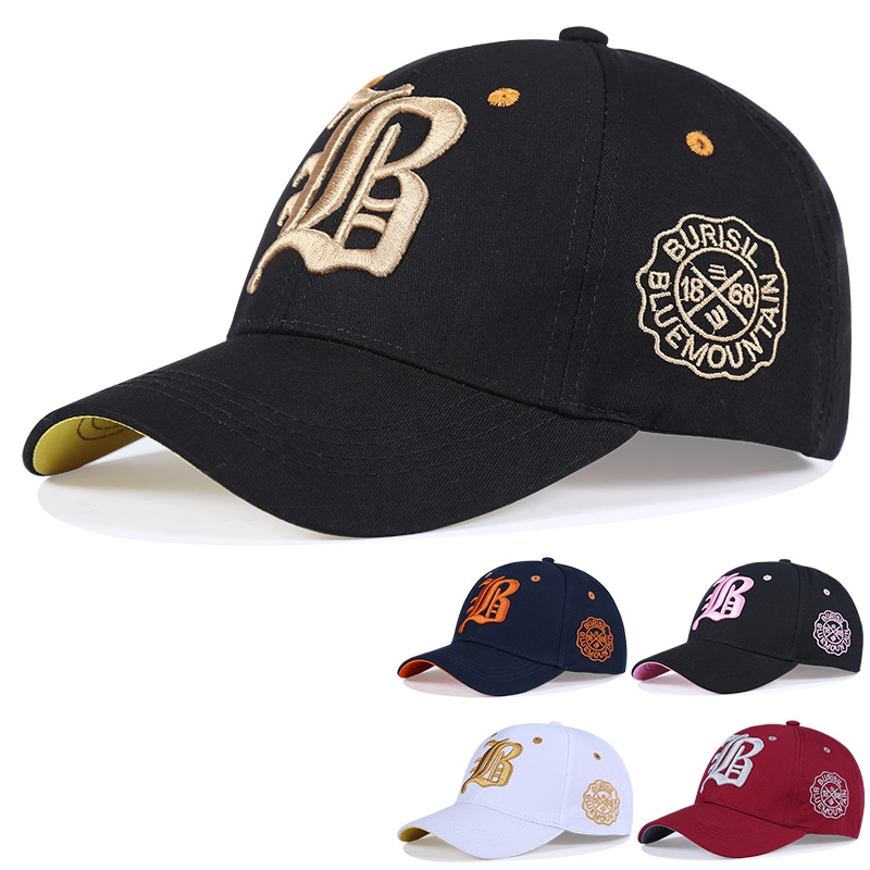 New pure cotton letter baseball caps for male and female students, couple curved sports caps, Korean-style versatile baseball caps Item Picture